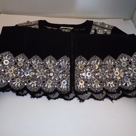 LUXE MODA Lavishly Embellished Black Jacket So Beautiful!! sz S - Picture 5 of 7